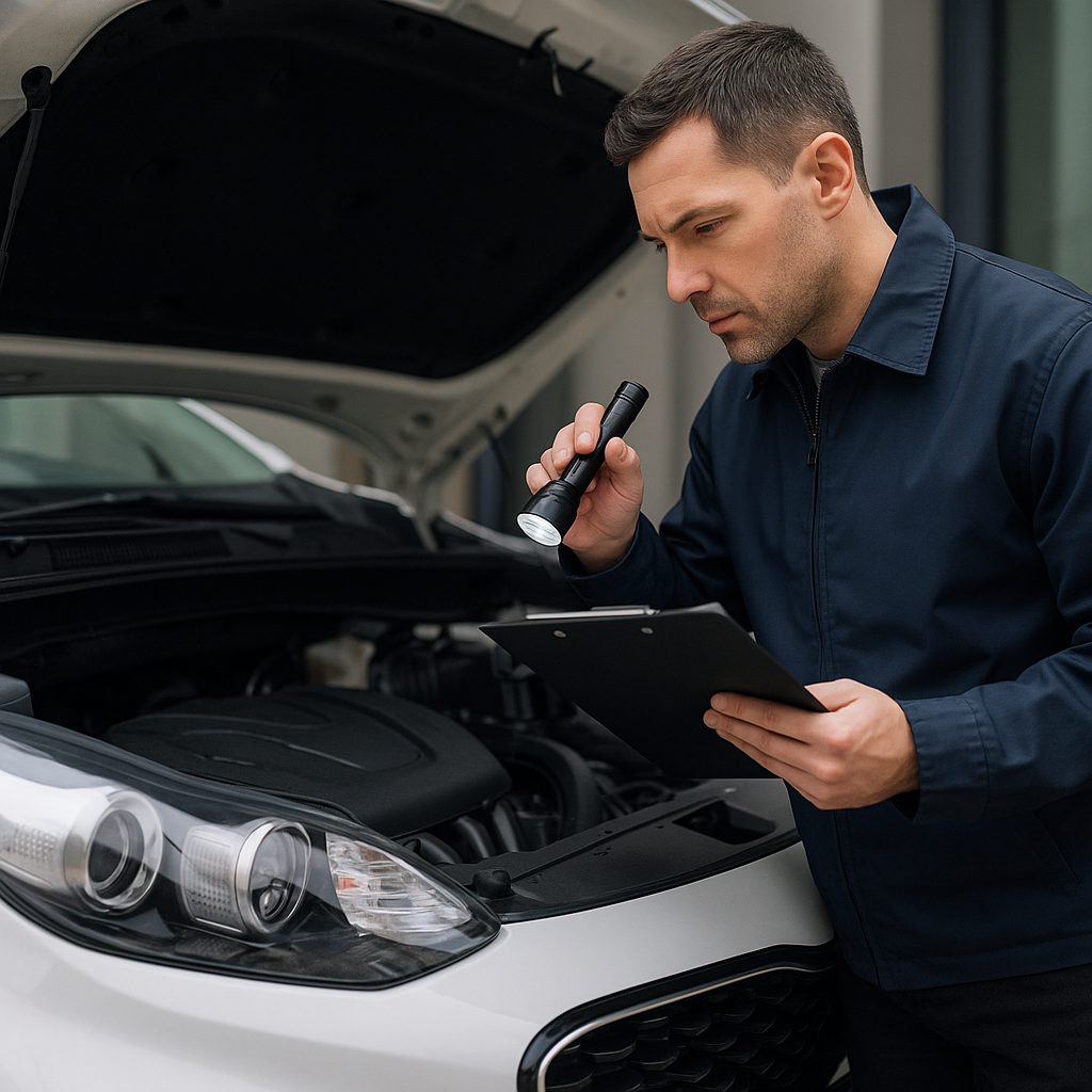 Современный автомобиль на фоне города